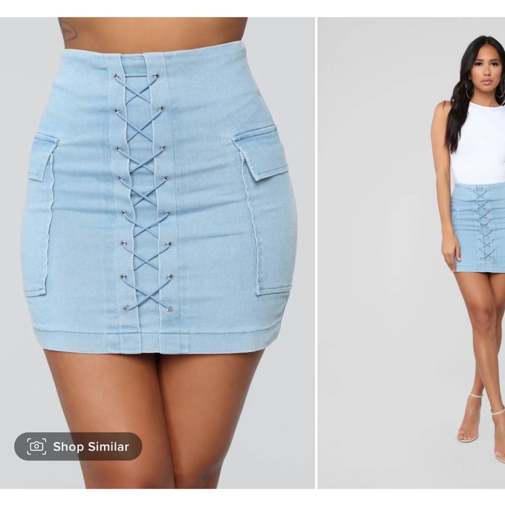 Killing It Denim Skirt - Light Blue - 2X - Fashion Nova